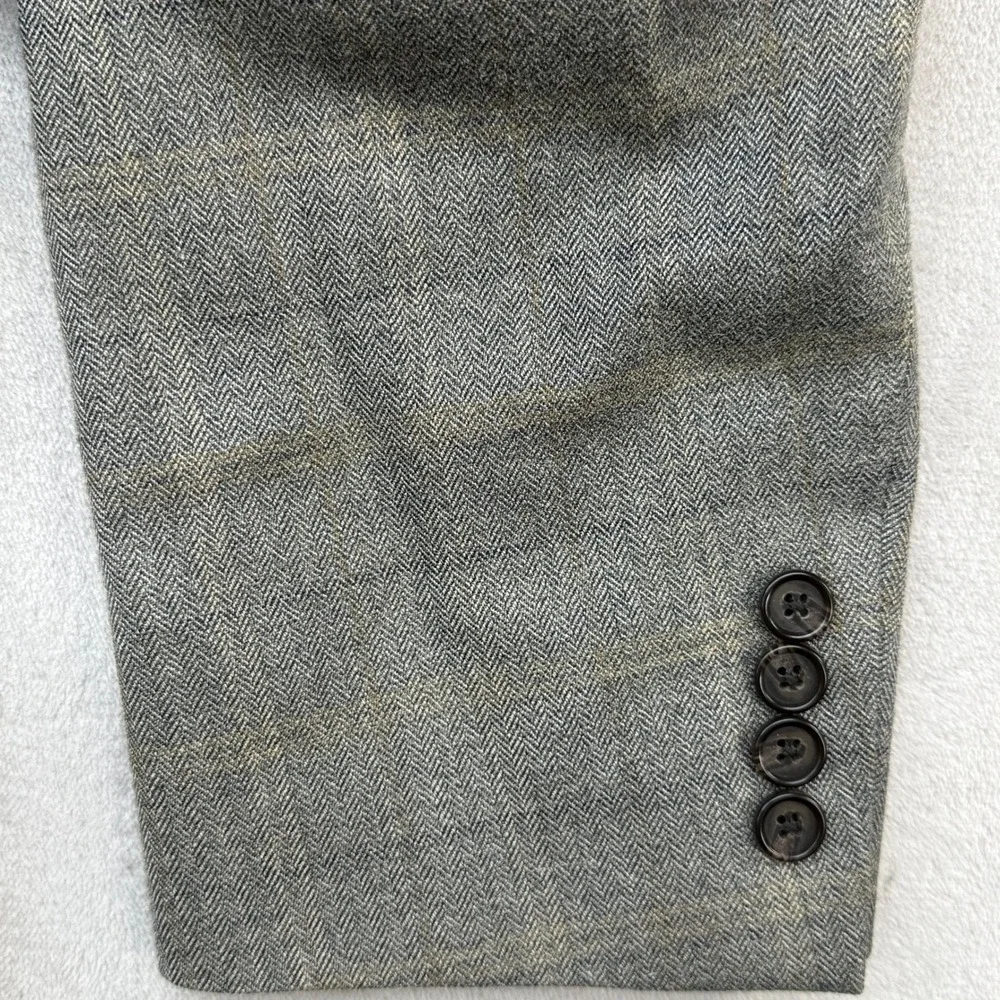 Lauren Ralph Lauren Sport Coat Mens 42XL Gray Silk Wool Herringbone Plaid Blazer